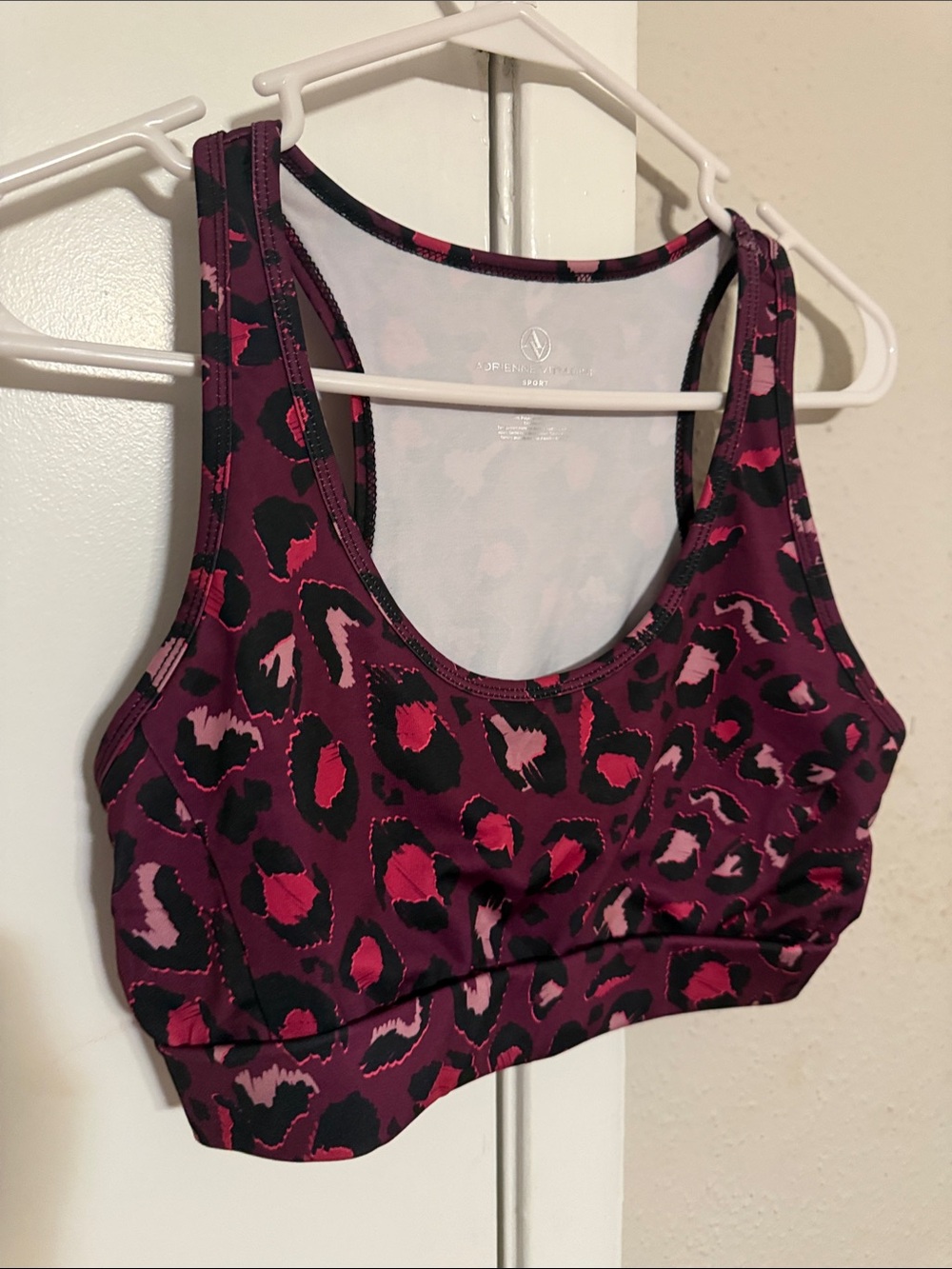 Plum & Pink Leopard Racerback Sports Bra